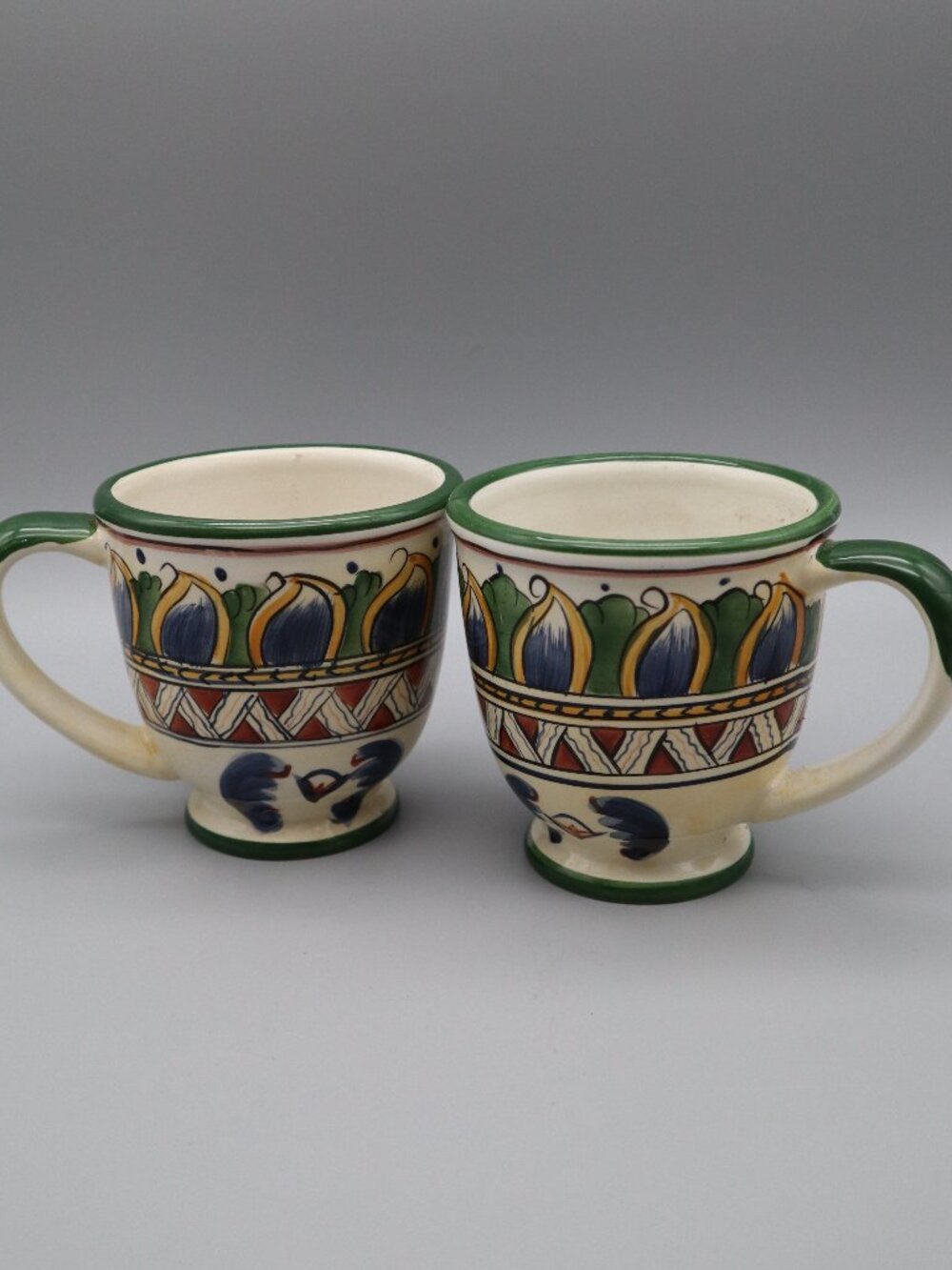 Set of 2 Vintage Deruta Pottery for Tabletops Unlimited Footed Coffee Mugs 4"H